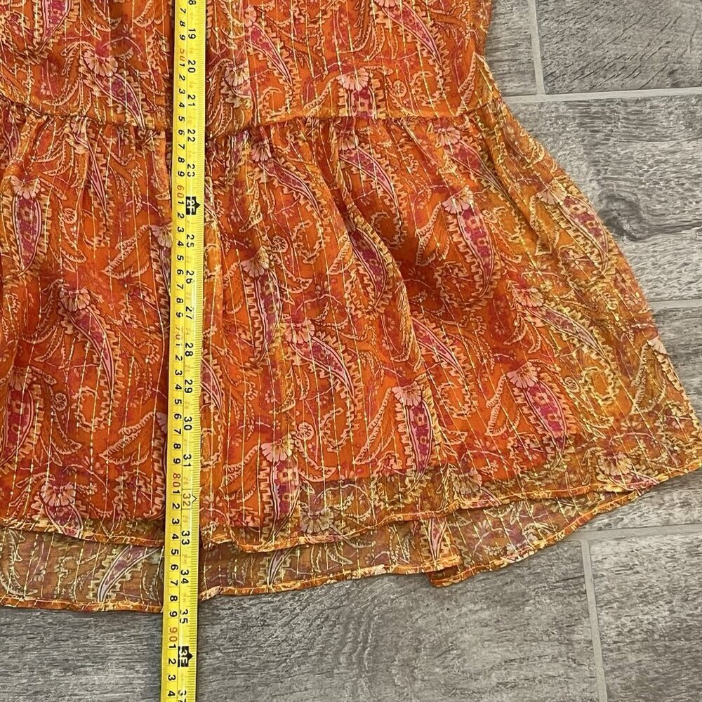 Pablo French Designer Women’s Silk Blend Skirt Orange Size XS Lined Boho Floral - Picture 8 of 10